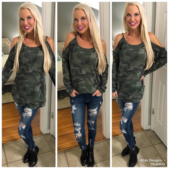 Tops - 🛍LAST 1! Waffle Knit Brushed Camo Tunic!